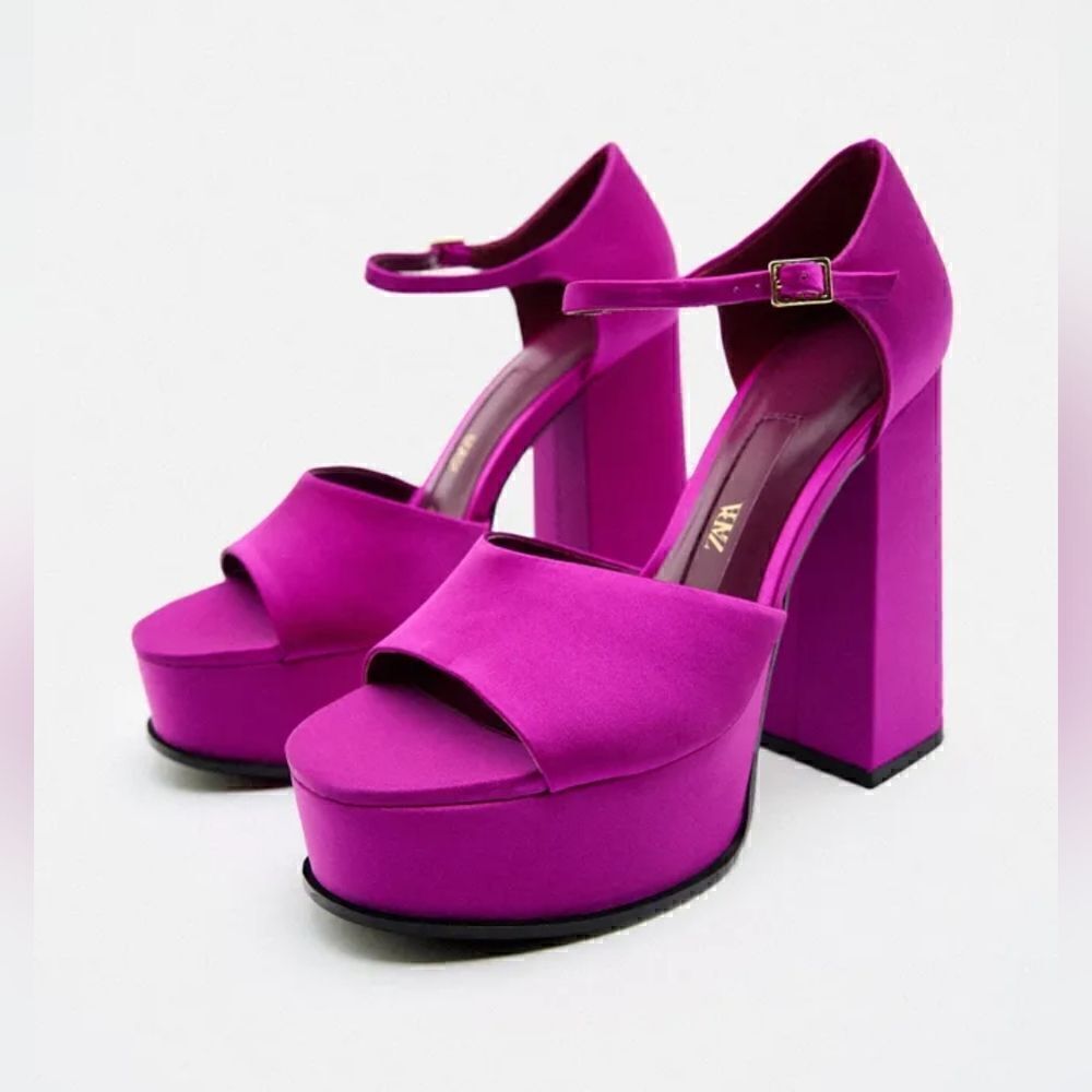 ZARA PLATFORM FUCHSIA HEELS - Picture 4 of 7